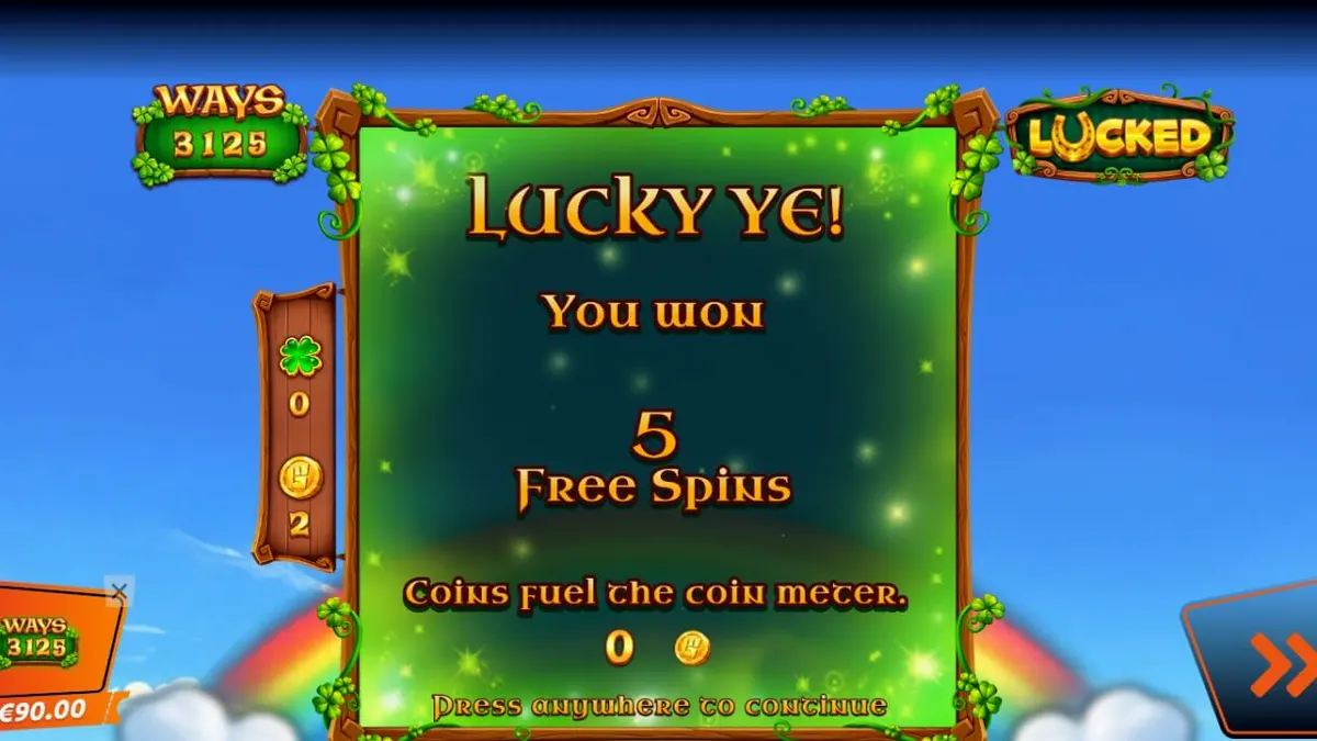 Tampilan visual slot Lucked dengan tema Irlandia dan grid yang berkembang